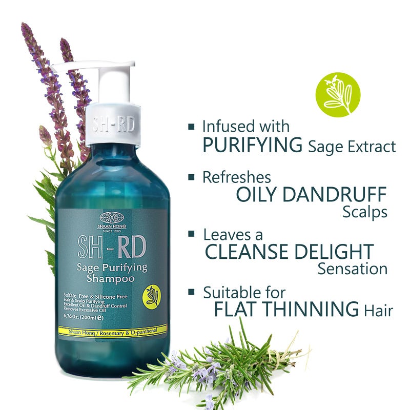 Sh Rd SH-RD Sage Purifying Shampoo for Oily Scalp | Deep Cleansing, Rebalancing, Hydrating Scalp Shampoo for Dandruff | for Flat Hair & All Hair Types | Sulfate-, Silicone-Free, Oil Control - 6.76oz/200ml - Image 2