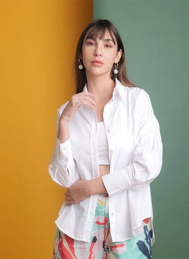 مرفوعة Women Oversized Solid Shirt