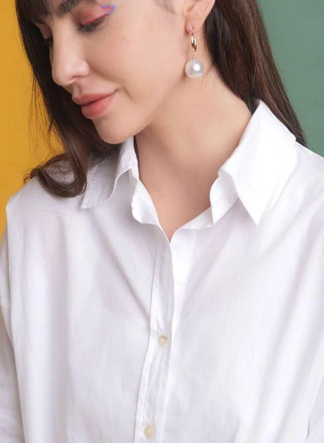 Freehand  Women Oversized Solid Shirt for Women | Best Price UAE