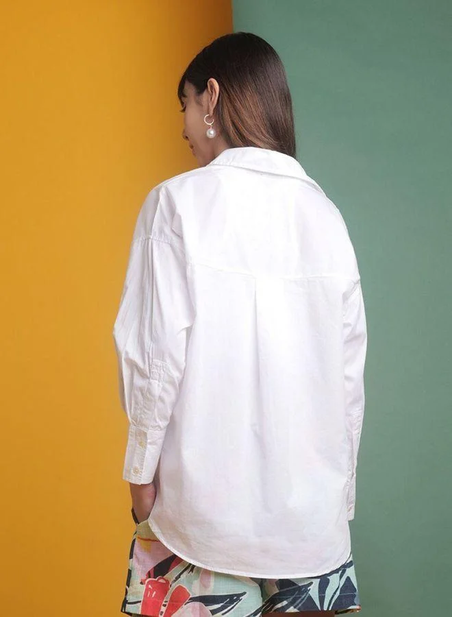 مرفوعة Women Oversized Solid Shirt