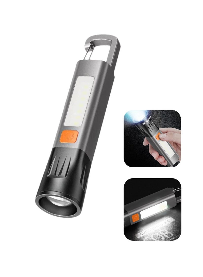 مصباح يدوي LED قابل لإعادة الشحن للتخييم والمشي لمسافات طويلة والرحلات في الهواء الطلق، مصباح كشاف LED، مصباح يدوي فائق السطوع ومقاوم للماء، قابل للتكبير والتصغير، 3 أوضاع إضاءة، لحالات الطوارئ 16 × 4.5 × 3.5 سم - Image 1