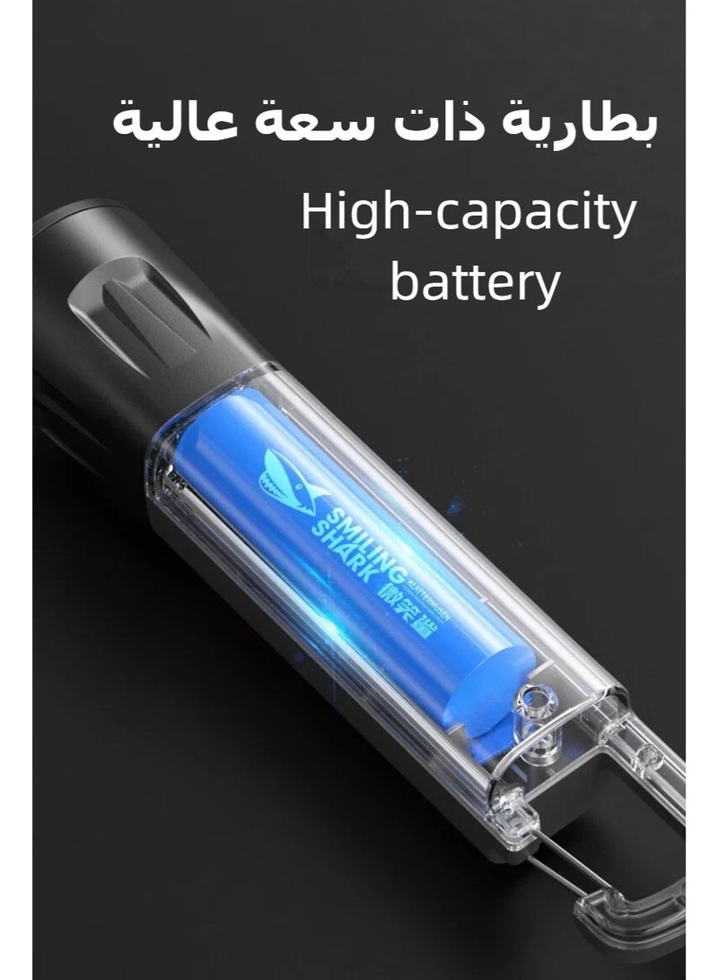 مصباح يدوي LED قابل لإعادة الشحن للتخييم والمشي لمسافات طويلة والرحلات في الهواء الطلق، مصباح كشاف LED، مصباح يدوي فائق السطوع ومقاوم للماء، قابل للتكبير والتصغير، 3 أوضاع إضاءة، لحالات الطوارئ 16 × 4.5 × 3.5 سم - Image 4