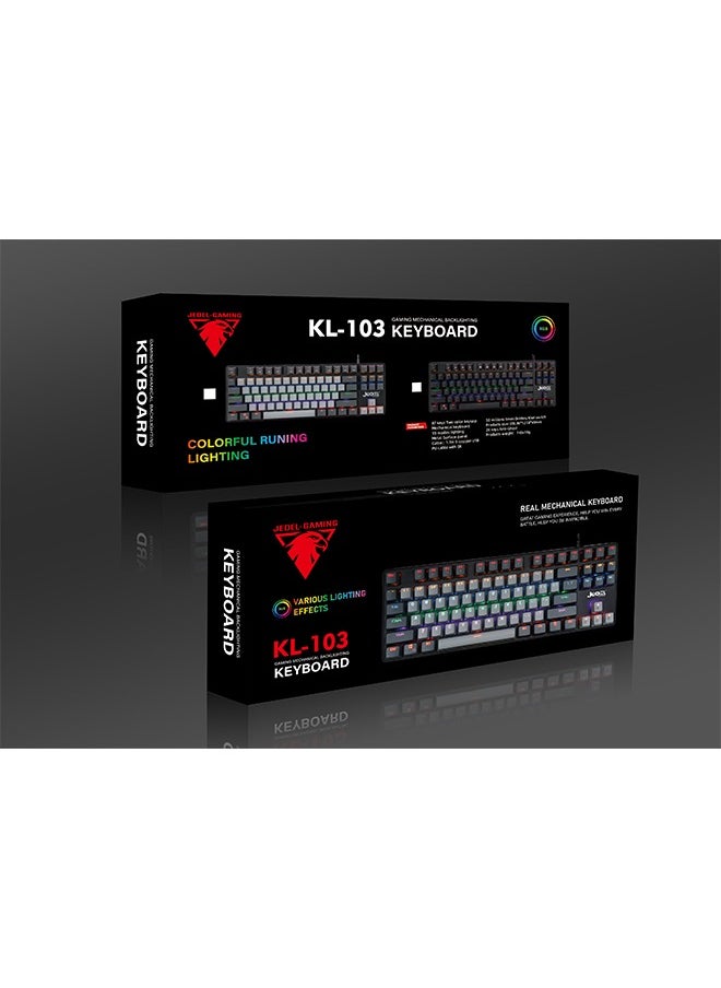 JeDEL KL103 Wired Mechanical Gaming Office Keyboard Black Gray  - Image 3