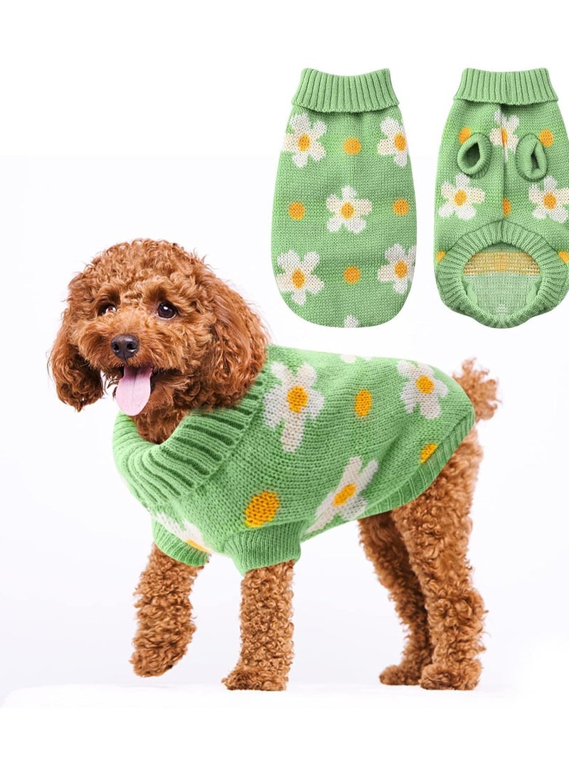 Green Tiger Small Dog Jumper,Dog Sweater Winter Puppy Clothes Cute Turtleneck Knitted Vest for Winter Dog Sweater Vest Knit Dog Sweater for Cold Weather Winter Outfit for Small Dogs and Cats (L) - Image 1
