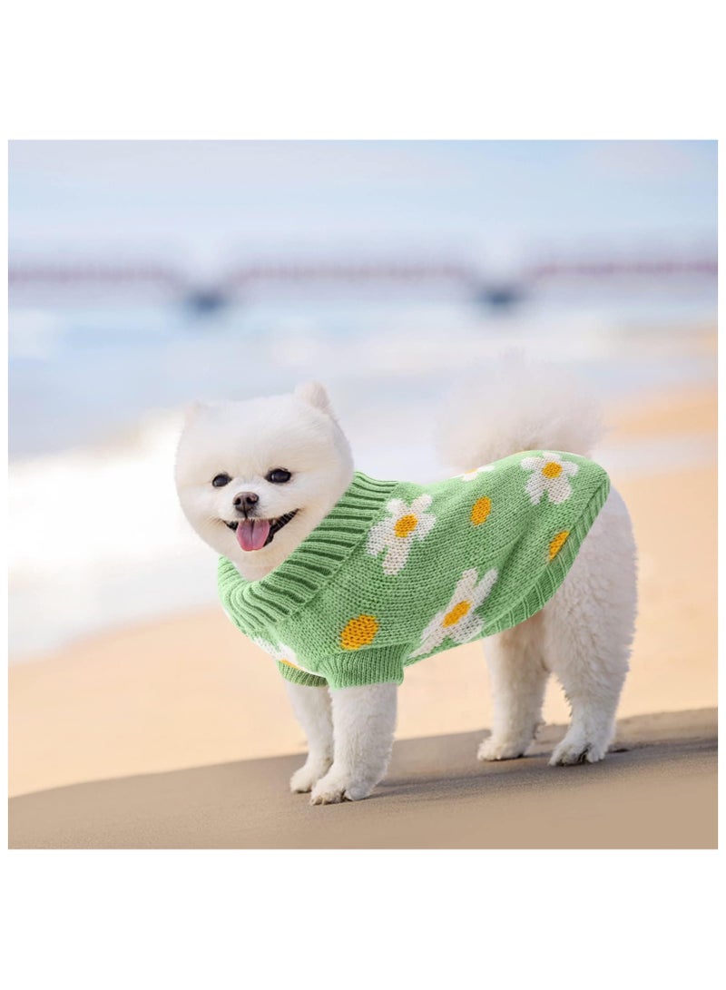 Green Tiger Small Dog Jumper,Dog Sweater Winter Puppy Clothes Cute Turtleneck Knitted Vest for Winter Dog Sweater Vest Knit Dog Sweater for Cold Weather Winter Outfit for Small Dogs and Cats (L) - Image 5