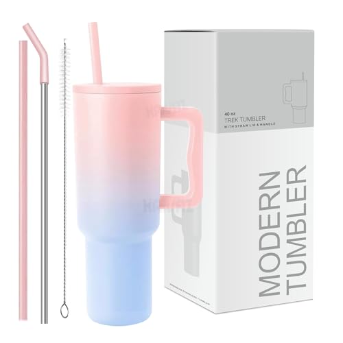 KRIVAZ Stainless Steel Insulated Tumbler with Lid & Straw, 100% Leakproof Double Wall Tumblers with Handle, Hot & Cold Drink Sipper for Office,Gym & Outdoors 1200ml Tumbler (Candy) - Image 1