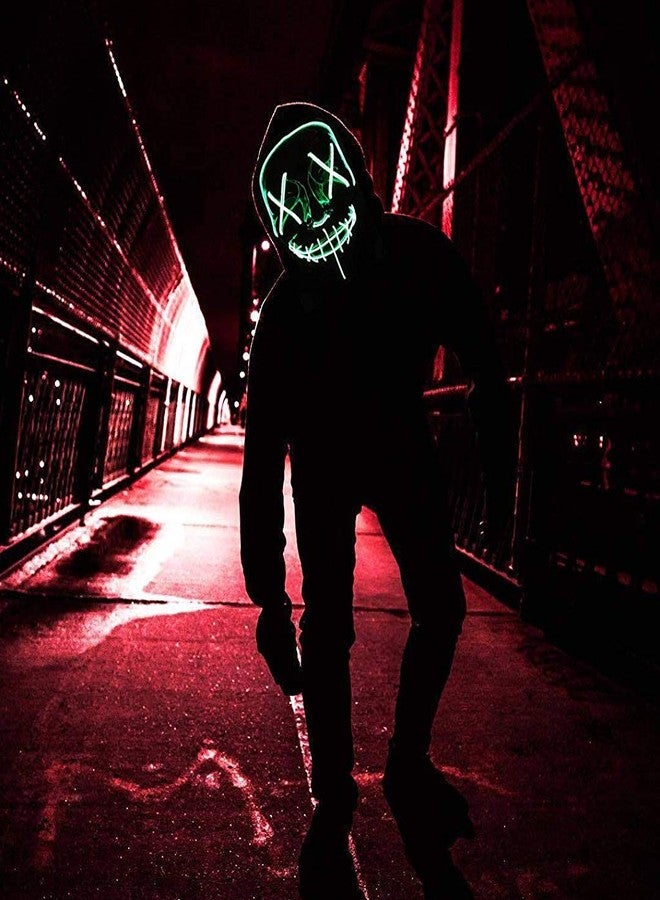 ELEPHANTBOAT® Green Halloween Mask LED Light up Mask for Festival, Cosplay,Costume Party and Decorations - Image 4