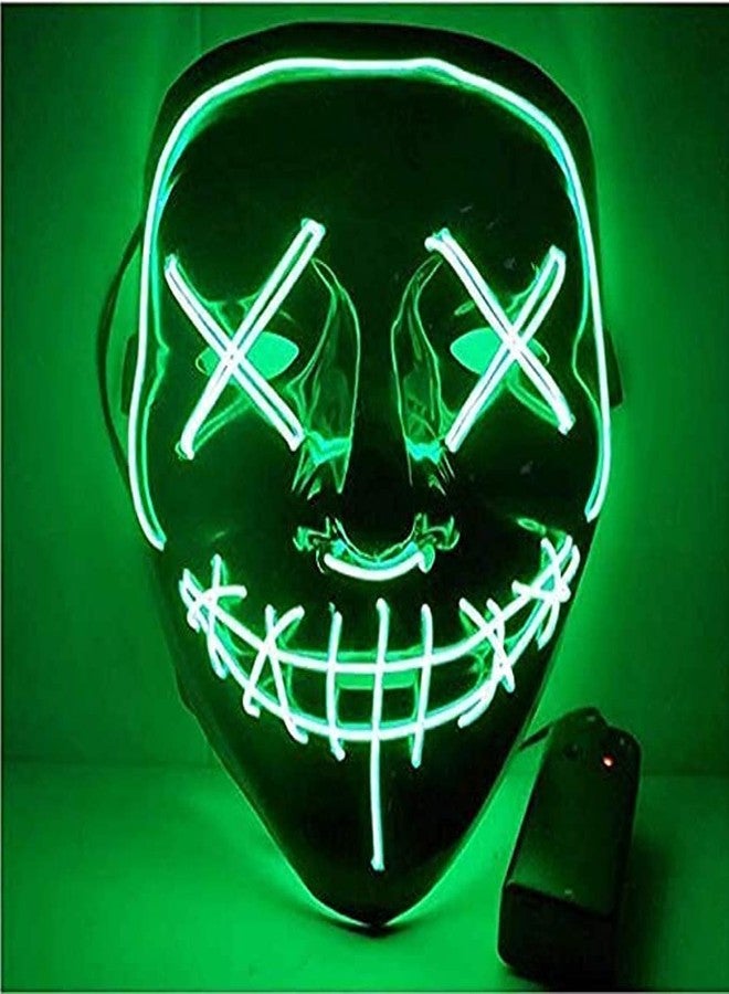 ELEPHANTBOAT® Green Halloween Mask LED Light up Mask for Festival, Cosplay,Costume Party and Decorations - Image 1