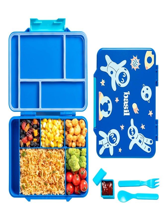 Basil Binge Bento Lunch Box – 1330 ml | 5-Compartment Leak-Proof Bento Box for Kids | BPA-Free Tiffin for School | Space - Image 1