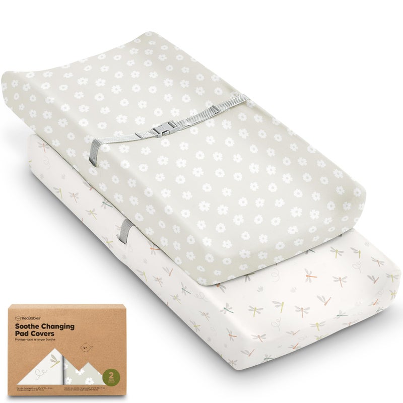2Pack Organic Changing Pad Covers for Girl Boy Neutral 100 Cotton Changing Table Pad Cover Soft Baby Nursery Diaper Changing Pad Sheets Contour Changing Pads Liners Change Pad Cover Meadow