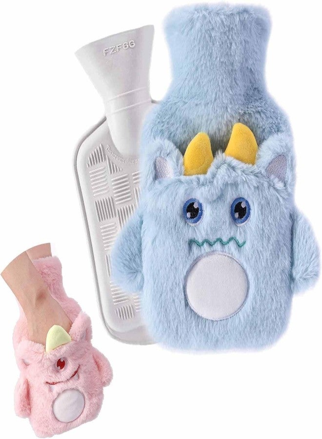 TGOPIT قربة ماء ساخن من TGOPIT مع غطاء، قربة ماء ساخن مخملية، قربة ماء ساخن صغيرة، كيس ماء ساخن صغير من السيليكون، قربة ماء ساخن آمنة ومتينة وقابلة لإعادة التدوير في الشتاء للنساء والرجال (أزرق 500 مل) - Image 1