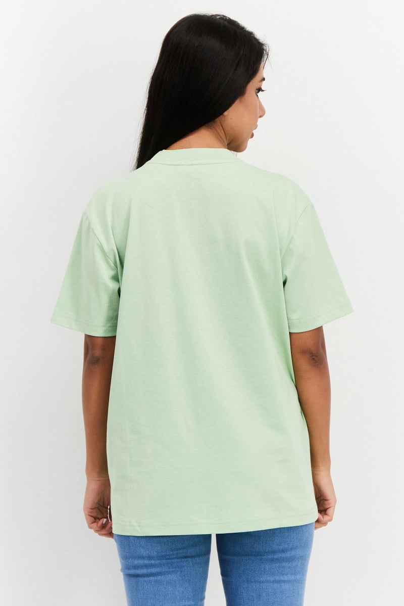 ESPRIT Women Crew Neck Short Sleeve Brand Logo T-Shirt, Green - Image 4