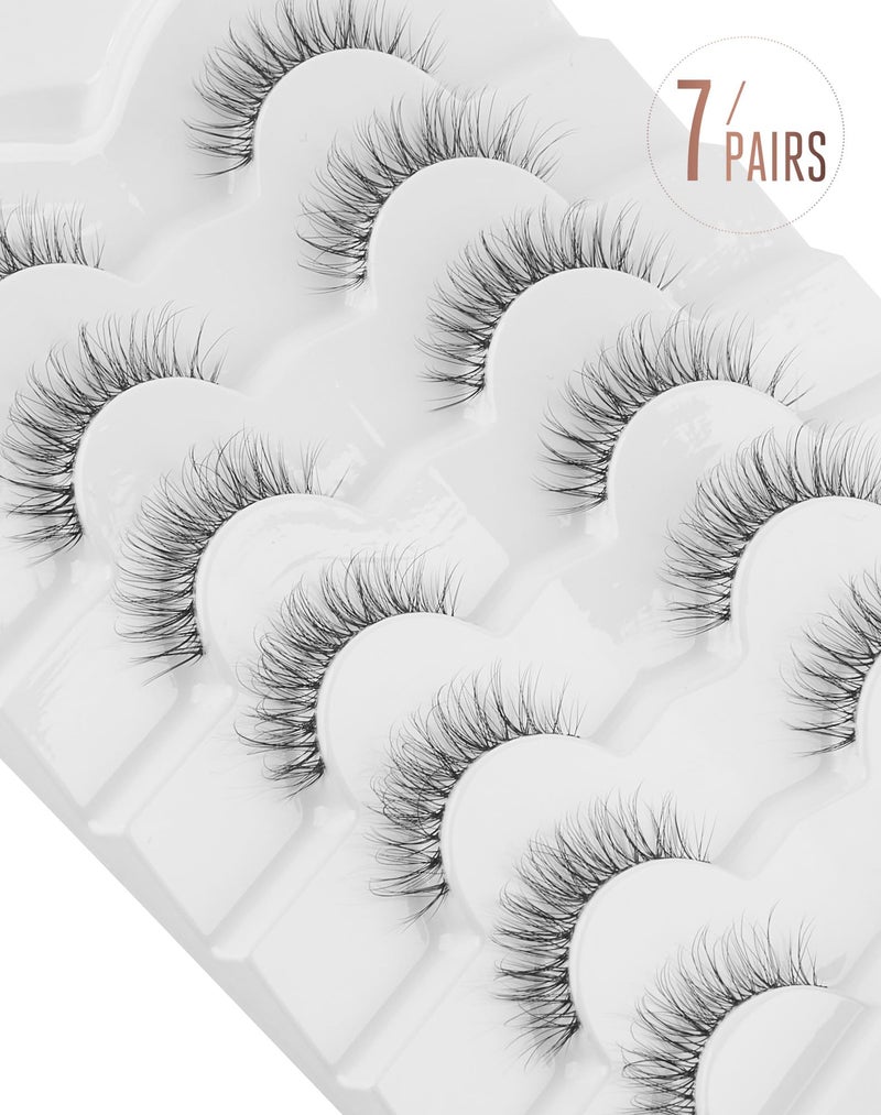 Onlyall Natural False Eyelashes Wispy Clear Band Fake Lashes H86 - Image 3