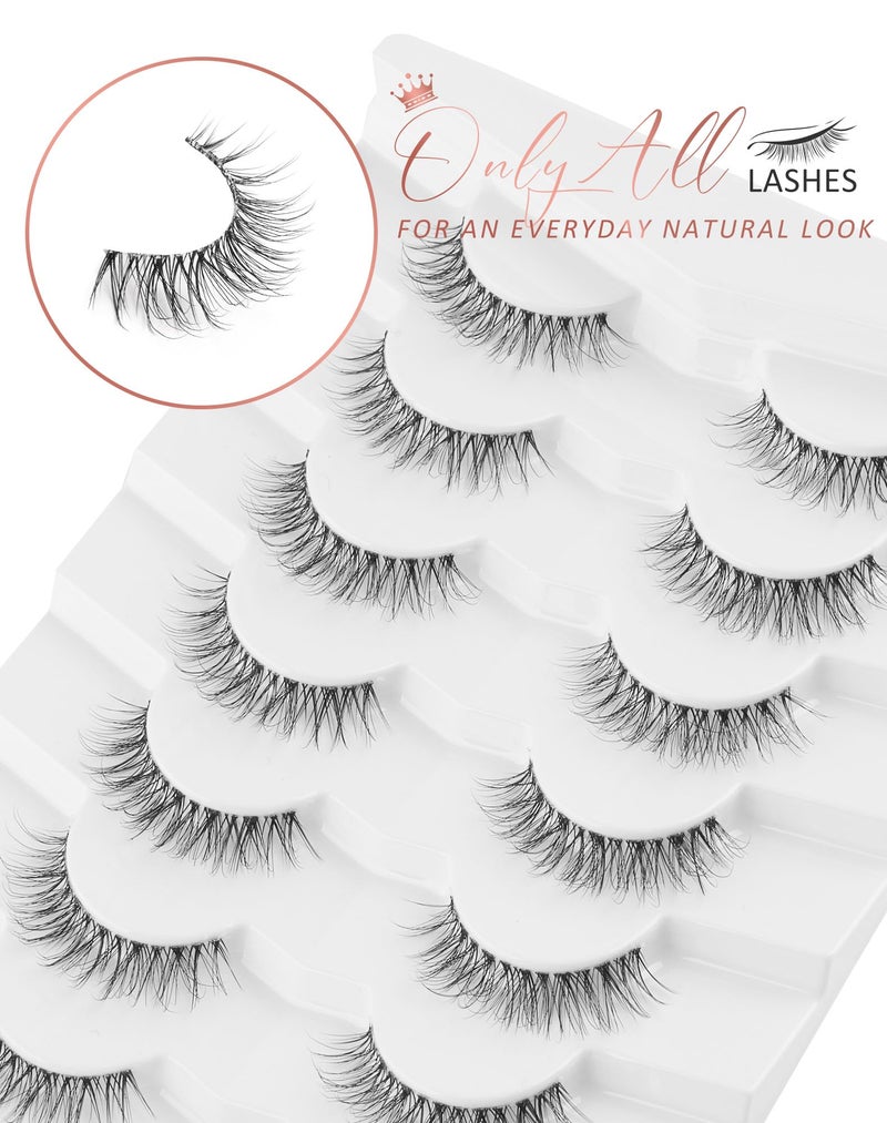 Onlyall Natural False Eyelashes Wispy Clear Band Fake Lashes H86 - Image 4