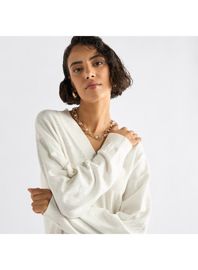 Splash FAV V-neck Sweater with Long Sleeves  - Image 4