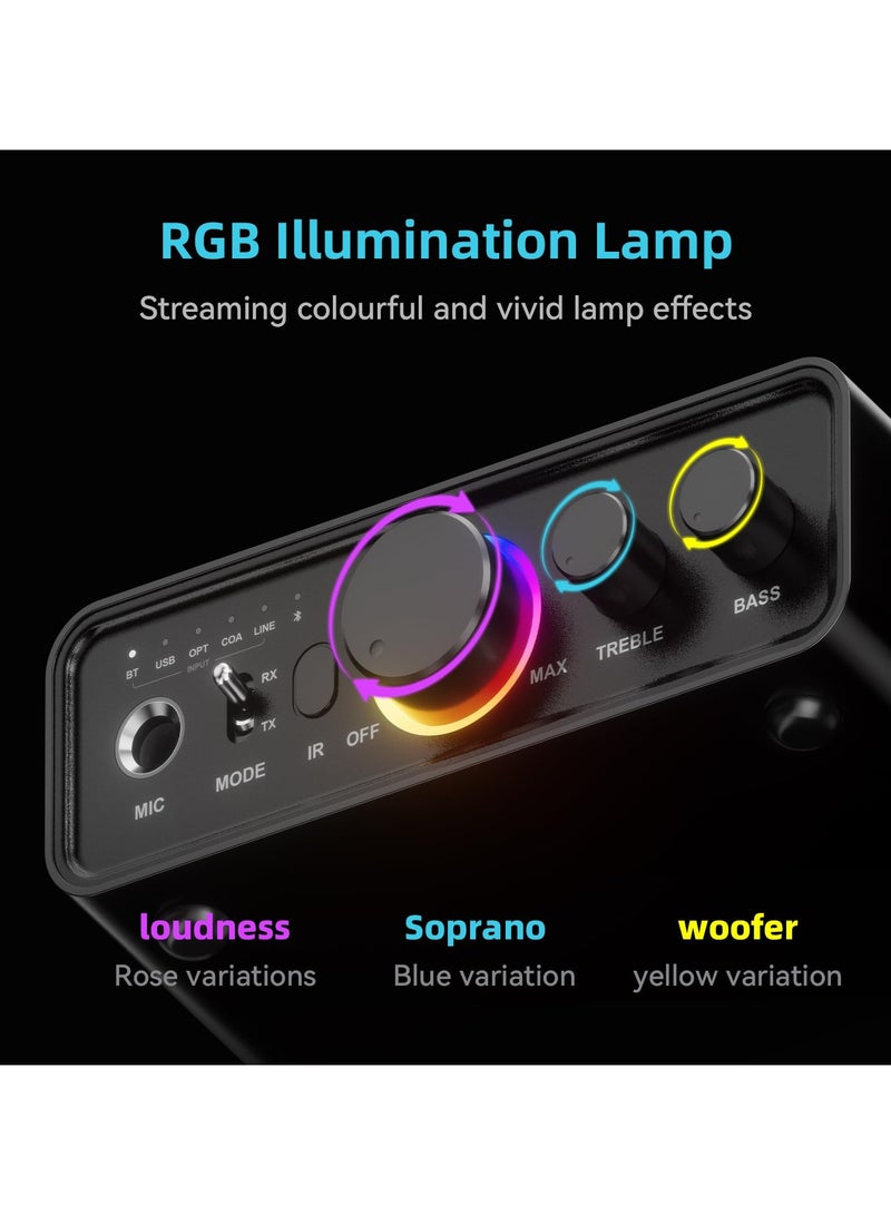 SOLARAE جهاز استقبال وإرسال صوتي بلوتوث 5.3 محدث، لنظام ستيريو منزلي، محول صوتي لاسلكي بلوتوث عالي الدقة مع زمن تأخير منخفض، يدعم USB، RCA، 3.5mm AUX، DAC، مدخل/مخرج محوري، بصري - Image 2