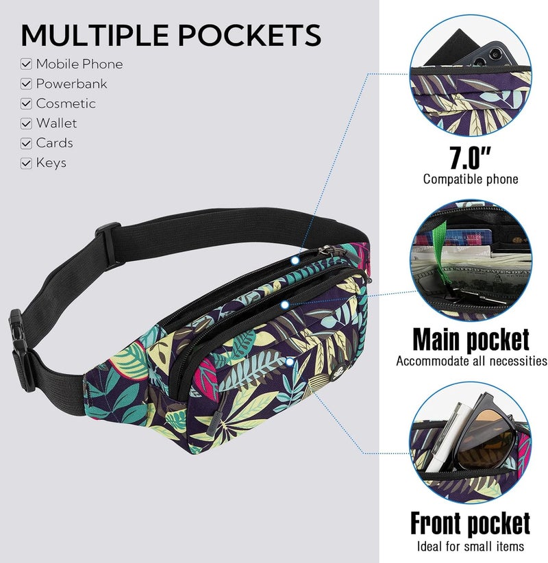 WATERFLY Fanny Pack Waist Bag: Small Hip Pouch Bum Bag Fannie Pack Phanny Fannypack Waistpack Bumbag Beltbag Sport Slim Fashionable for Jogging Hiking Hiker Woman Man - Image 2