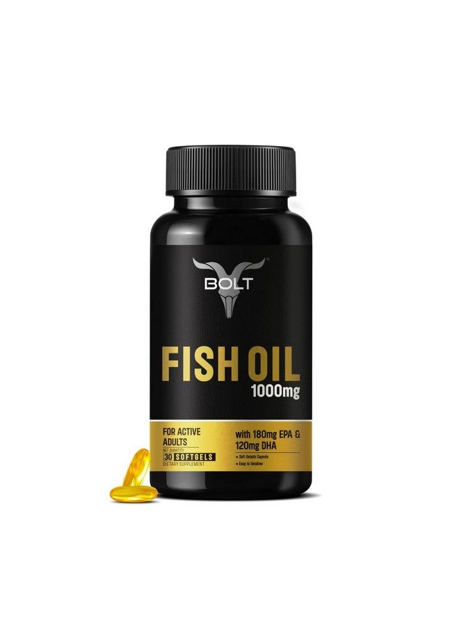 BOLT كبسولات زيت السمك من بولت نيوترشن 1000 ملغ (30 كبسولة جيلاتينية لينة) 180 ملغ EPA و 120 ملغ DHA | زيت السمك أوميغا-3 - Image 1