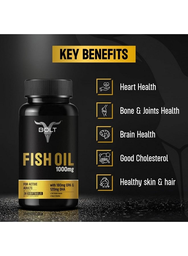 BOLT كبسولات زيت السمك من بولت نيوترشن 1000 ملغ (30 كبسولة جيلاتينية لينة) 180 ملغ EPA و 120 ملغ DHA | زيت السمك أوميغا-3 - Image 3