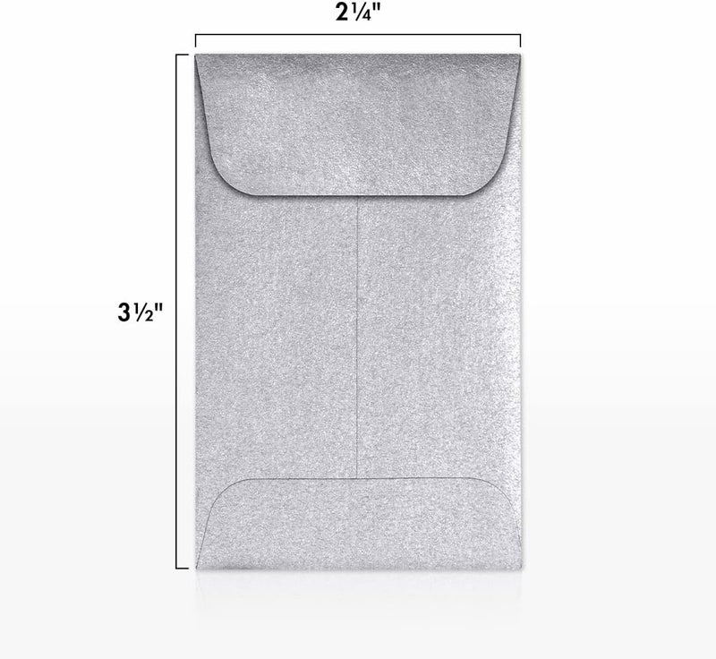 LUXPaper #1 Coin Envelopes | 2 1/4" x 3 1/2" | Silver Metallic | 80lb. Text | 50 Qty - Image 3