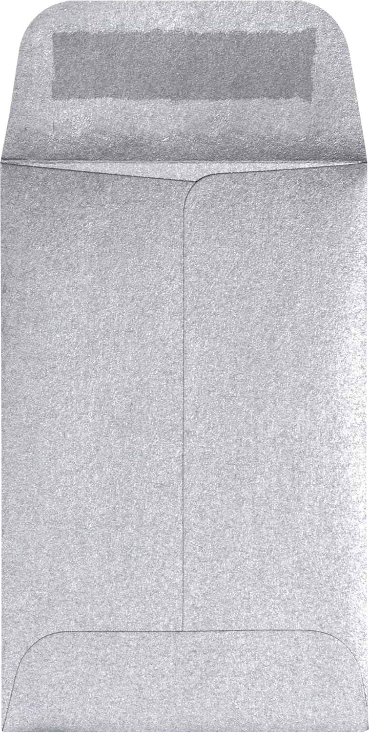 LUXPaper #1 Coin Envelopes | 2 1/4" x 3 1/2" | Silver Metallic | 80lb. Text | 50 Qty - Image 2
