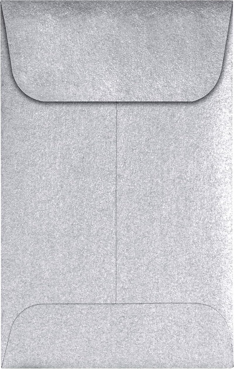 LUXPaper #1 Coin Envelopes | 2 1/4" x 3 1/2" | Silver Metallic | 80lb. Text | 50 Qty - Image 1