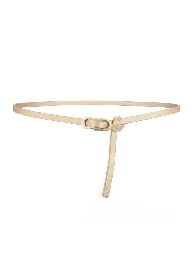 xozgdovg Popular belt womens high-grade fashion all-match dress shirt decorative suit Girls simple thin belt Gold 