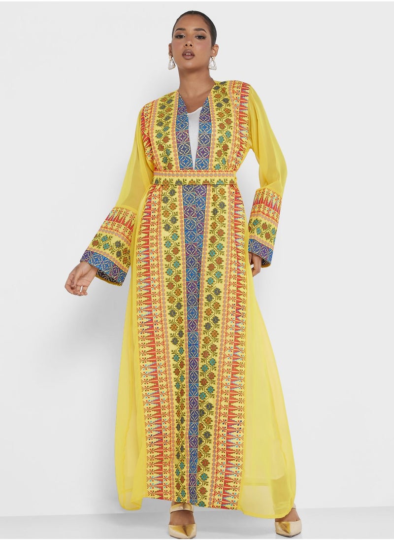 hayas closet - Embroidered Belted Abaya - Image 1