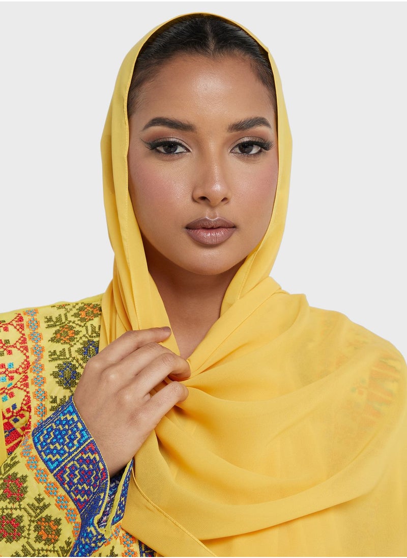 hayas closet - Embroidered Belted Abaya - Image 1