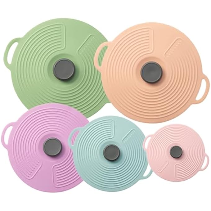 Spnor Universal Lid For Pots Silicone Lids For Bowl Silicone Microwave Cover With 5 Sizes Reusable Heat Resistant 5 Pack Suction Lids Fits Cups Bowls Plates Pots Pans Skillets Stove Top Safe - Image 1