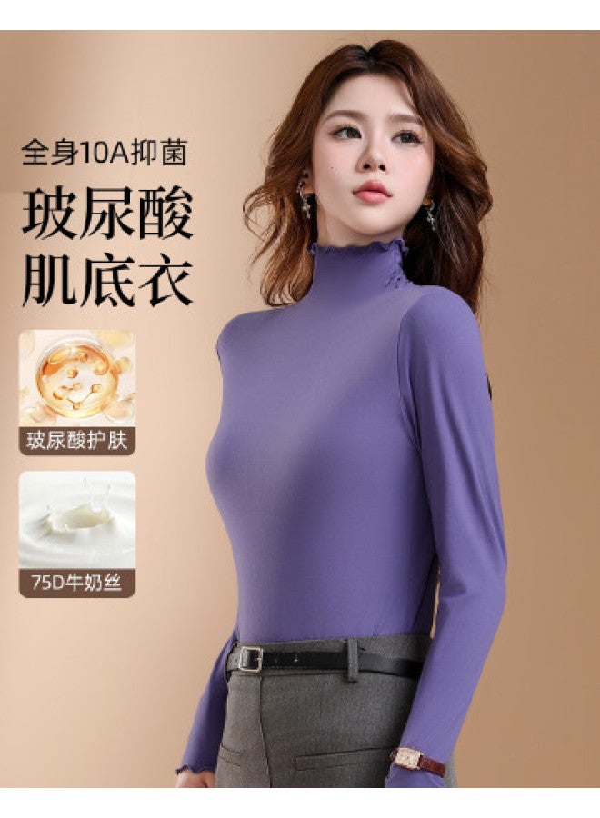 Modal Basic Versatile Thin Solid Color Long Sleeve Fitted Women'S Top For Spring And Autumn - Image 1
