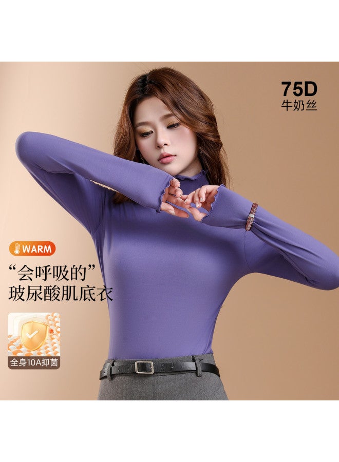 Modal Basic Versatile Thin Solid Color Long Sleeve Fitted Women'S Top For Spring And Autumn - Image 4