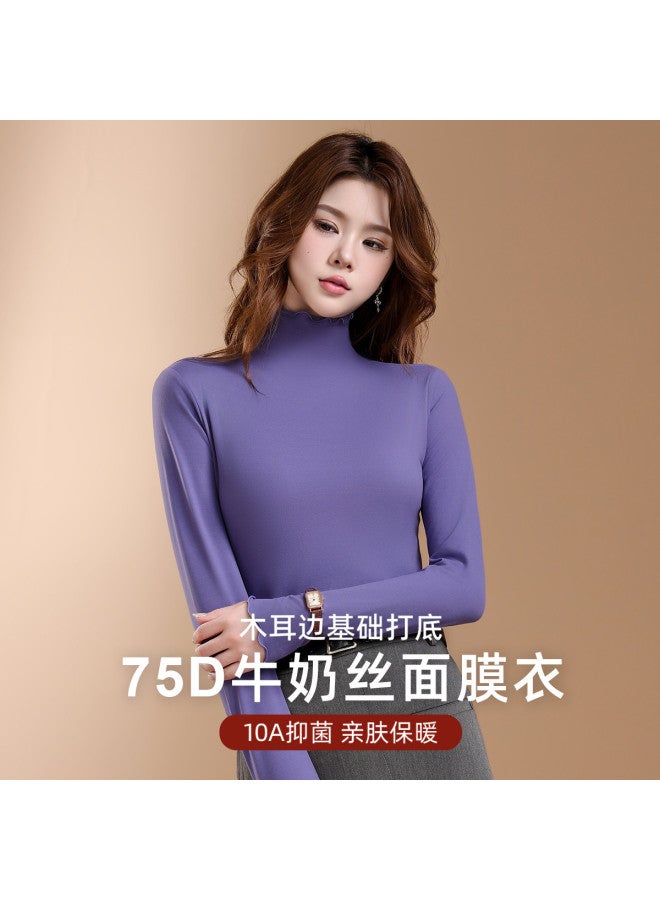 Modal Basic Versatile Thin Solid Color Long Sleeve Fitted Women'S Top For Spring And Autumn - Image 5