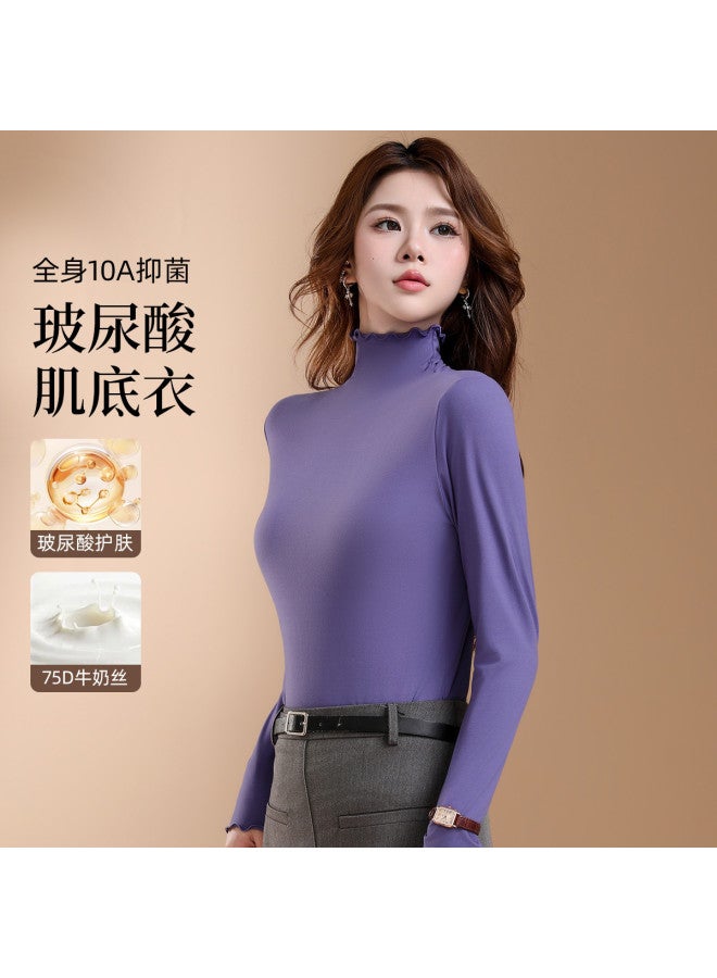 Modal Basic Versatile Thin Solid Color Long Sleeve Fitted Women'S Top For Spring And Autumn - Image 3