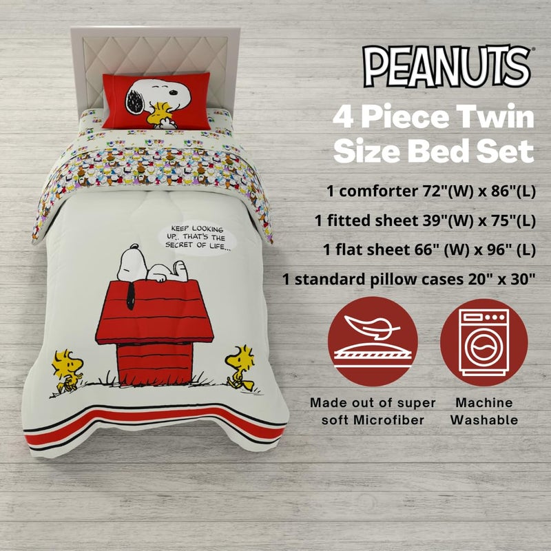 Franco Franco Peanuts Classic Pals Super Soft Comforter and Sheet Set  4 Piece Twin Size  (Official Licensed Product) Collectibles  - Image 2