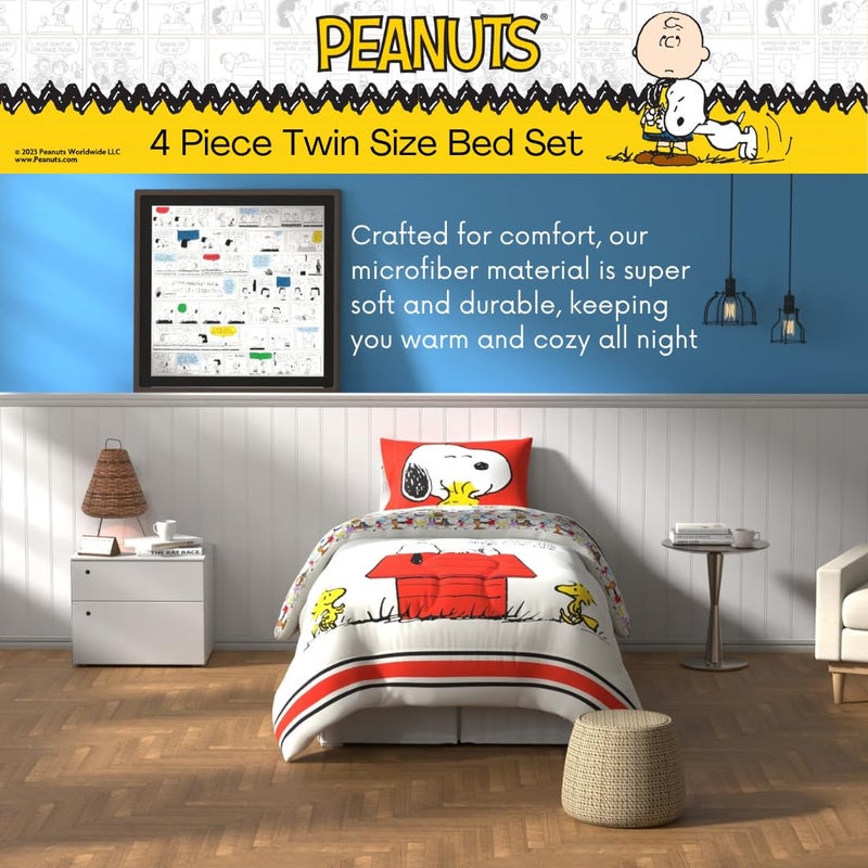 Franco Franco Peanuts Classic Pals Super Soft Comforter and Sheet Set  4 Piece Twin Size  (Official Licensed Product) Collectibles  - Image 3