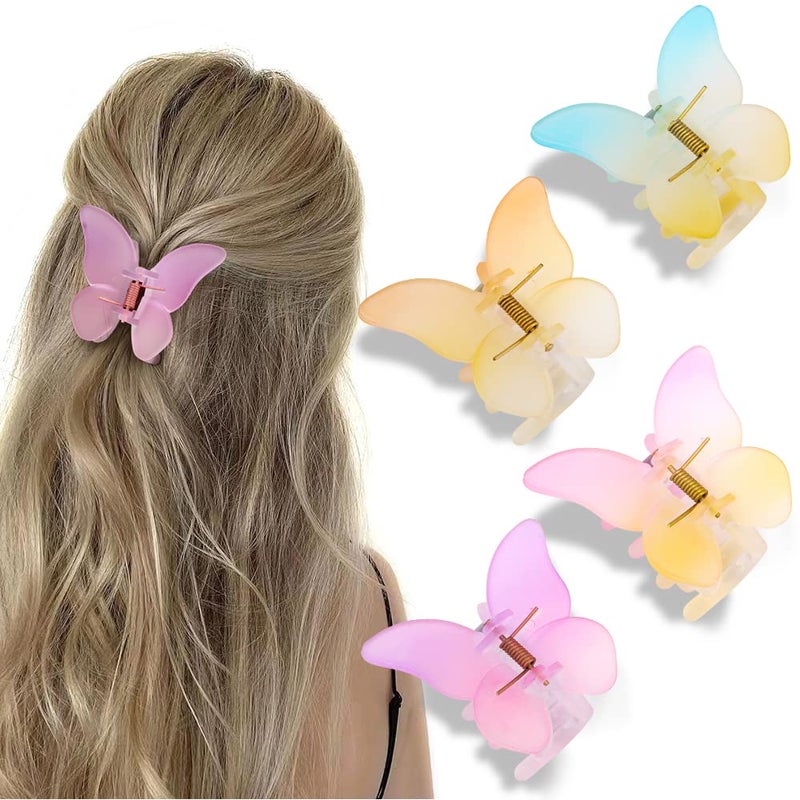 Butterfly Hair Claws and Claw Clips  4 Matte Medium Hair Clips for Thick or Thin Hair Cute Accessories for Women and Girls