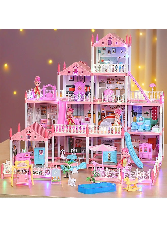 Beauenty Doll House, Doll house for Girls Pretend-Play DIY Dollhouse Kit, Pretend Play House with 14 Rooms Playhouse and 4 Dolls,Toddler Playhouse Gift for for 3 4 5 6 7 8 9 10 Year Old Girls Toys - Image 1