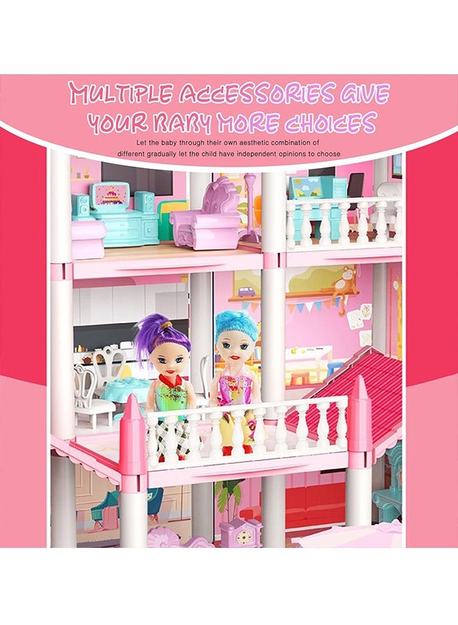 Beauenty Doll House, Doll house for Girls Pretend-Play DIY Dollhouse Kit, Pretend Play House with 14 Rooms Playhouse and 4 Dolls,Toddler Playhouse Gift for for 3 4 5 6 7 8 9 10 Year Old Girls Toys - Image 3