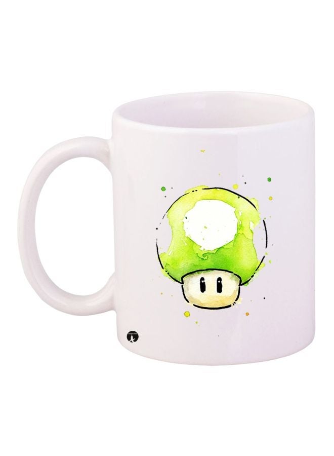 RYN Cartoon Printed Coffee Mug White/Green/Black 11ounce