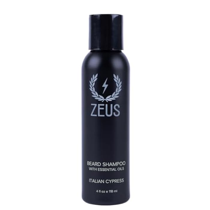 ZEUS Italian Cypress Beard Shampoo for Men with Chamomile, Green Tea & Essential Oils, Deep Cleansing Hydration for Softer Facial Hair (Made in USA) 4 oz. - Image 1