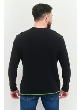 KANGOL Men Crew Neck Embroidered Logo Long Sleeves Sweatshirt, Black  - Image 3