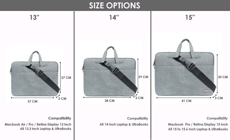 Probus PU leather Laptop Sleeve Case Messenger Organizer Bag - Dark Grey - Image 4