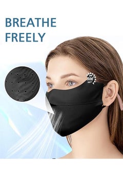 GIFT Sun Protection Face Cover, UPF 50+ UV Face Mask with Ear Loops Ice Silk Half UV Face Covering, Washable Reusable Motorcycle Running Riding Exercise Breathable Golf Sports Face Shield Black  - Image 3
