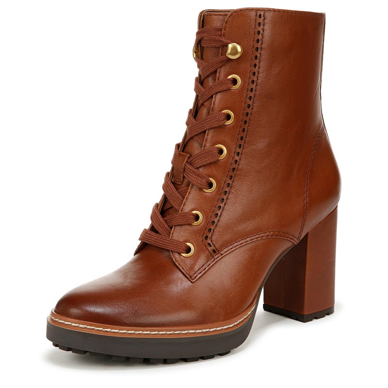 Naturalizer Womens Callie Lace Up Heeled Bootie Cider Spice Brown Leather 7.5 W - Image 1
