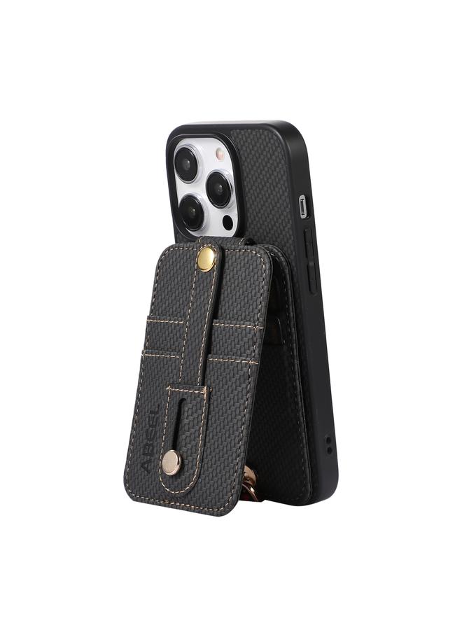 اس-توب جراب هاتف من ألياف الكربون ABEEL مزود بحامل بطاقات RFID لهاتف iPhone 15 Pro Max - Image 3