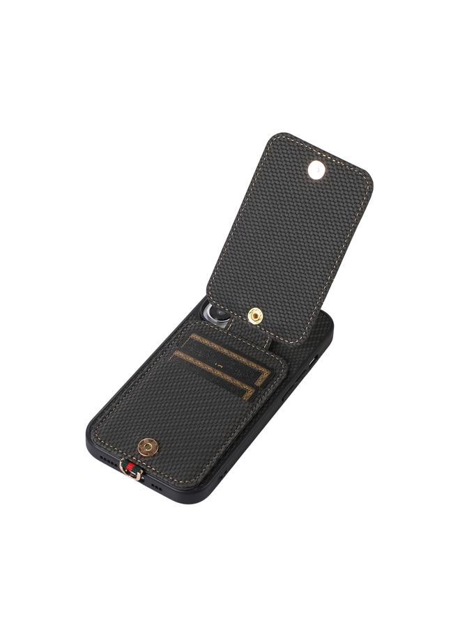 اس-توب جراب هاتف من ألياف الكربون ABEEL مزود بحامل بطاقات RFID لهاتف iPhone 15 Pro Max - Image 4