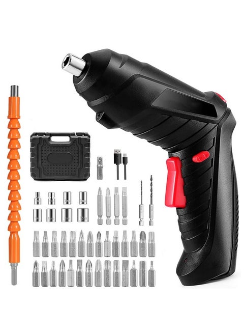 Electric Screwdriver Set 47 in 1 USB Rechargeable and Rotatable Electric Cordless Power Screw Gun Drill with Built-in LED 1300mAh for Furniture Assembly Home DIY Projects