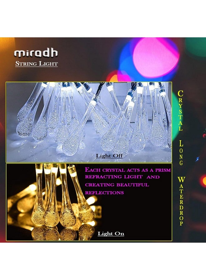 MIRADH 16 Long Crystal Waterdrop Led Light 3 Meter led Lights for Home Decoration, Diwali Lights for Decoration for Home Still Mode Only Strip Lights (16 Bulb Warm-White) - Image 5