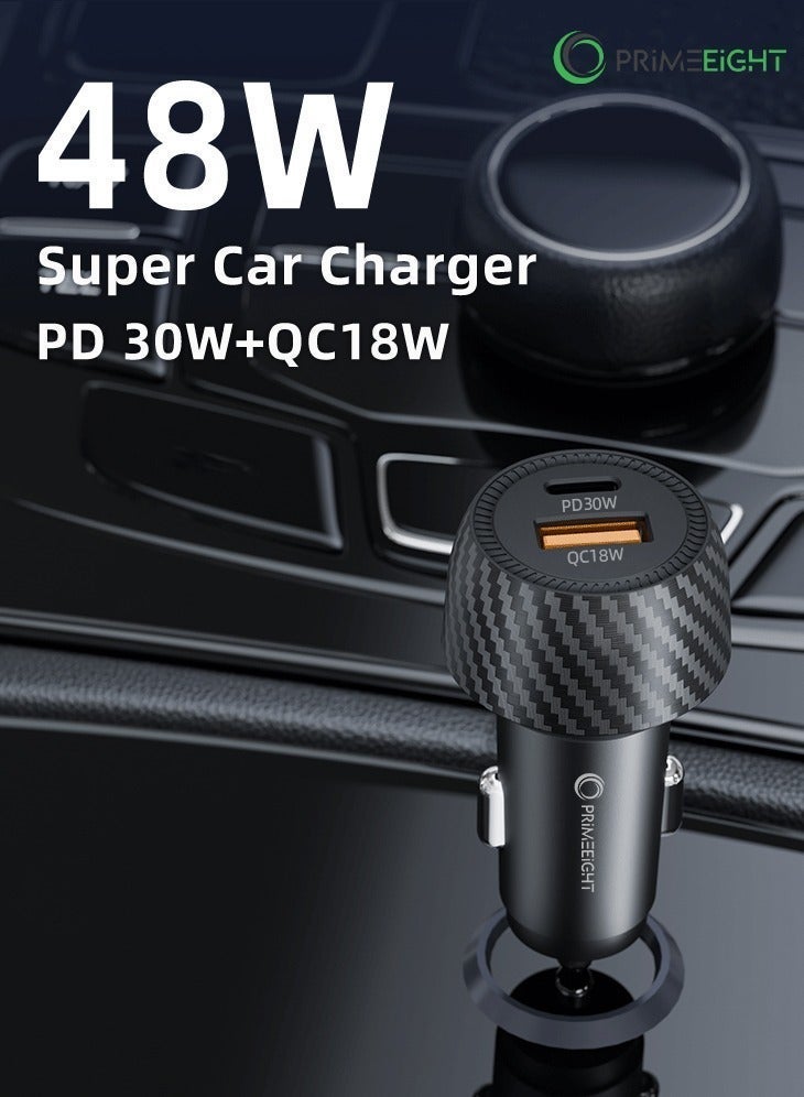 PRIMEEIGHT Phone Car Charger Super Fast 48W TYPE C And USB Compatible with iPhone 16 15 14 13 12 11 - Image 2